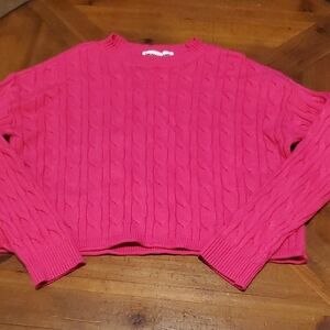DKNY Bright Pink Cable Knit Sweater